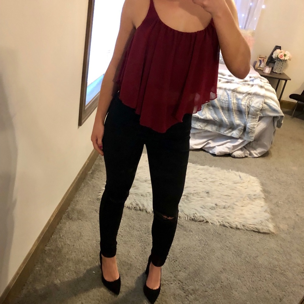 Burgundy Crop Top